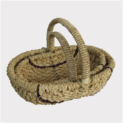 2018 hot  basket Vietnam suppliers, corn rope basket with natural rim set of 2, wicker, fern baskets